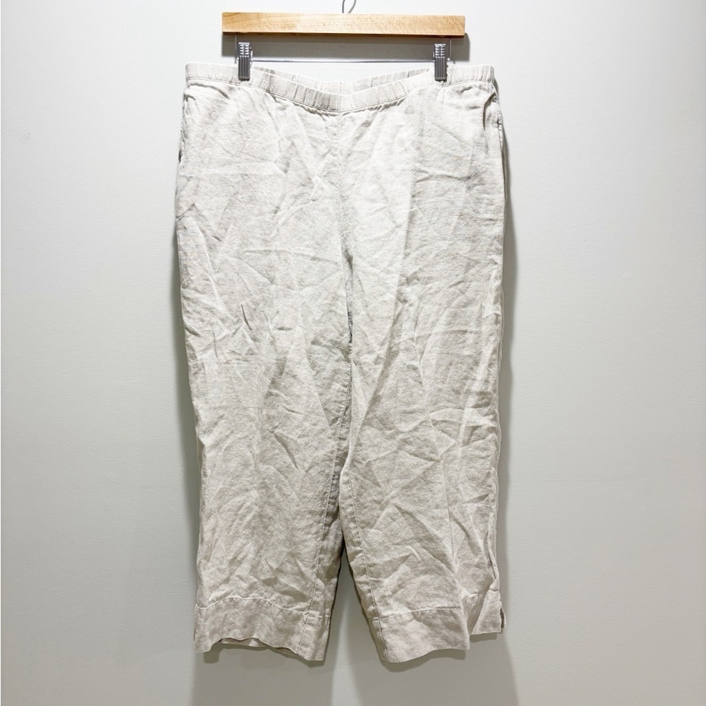 J JILL Women’s Light Beige Wide Leg Cropped Pants Relaxed Fit Lagenlook Size L